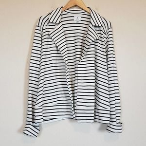 Susina Striped Textured Knit Moto Jacket Open Front Blazer Notch Collar Size 1X